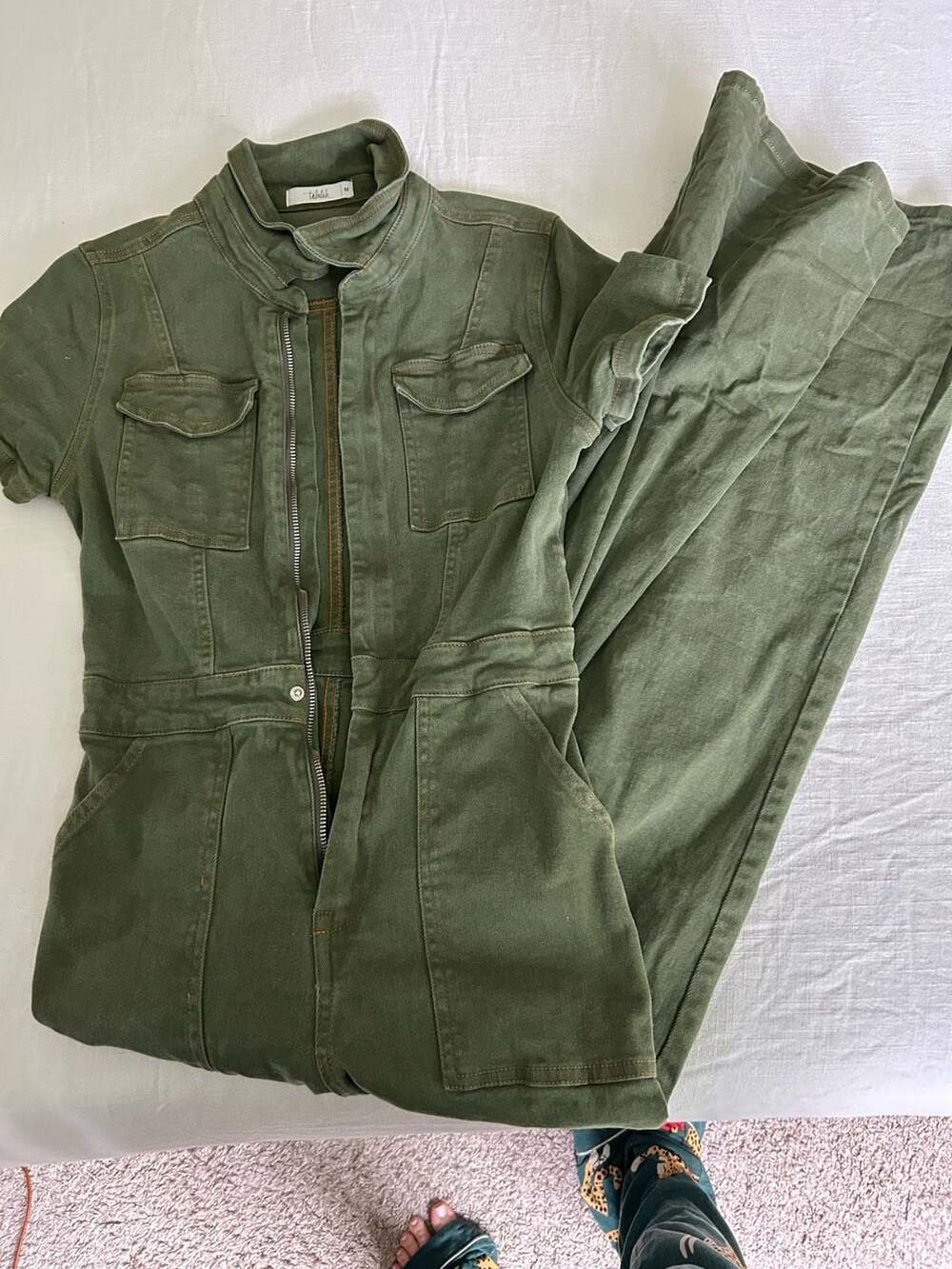 Tahulah Olive Green Utility Denim Jumpsuit